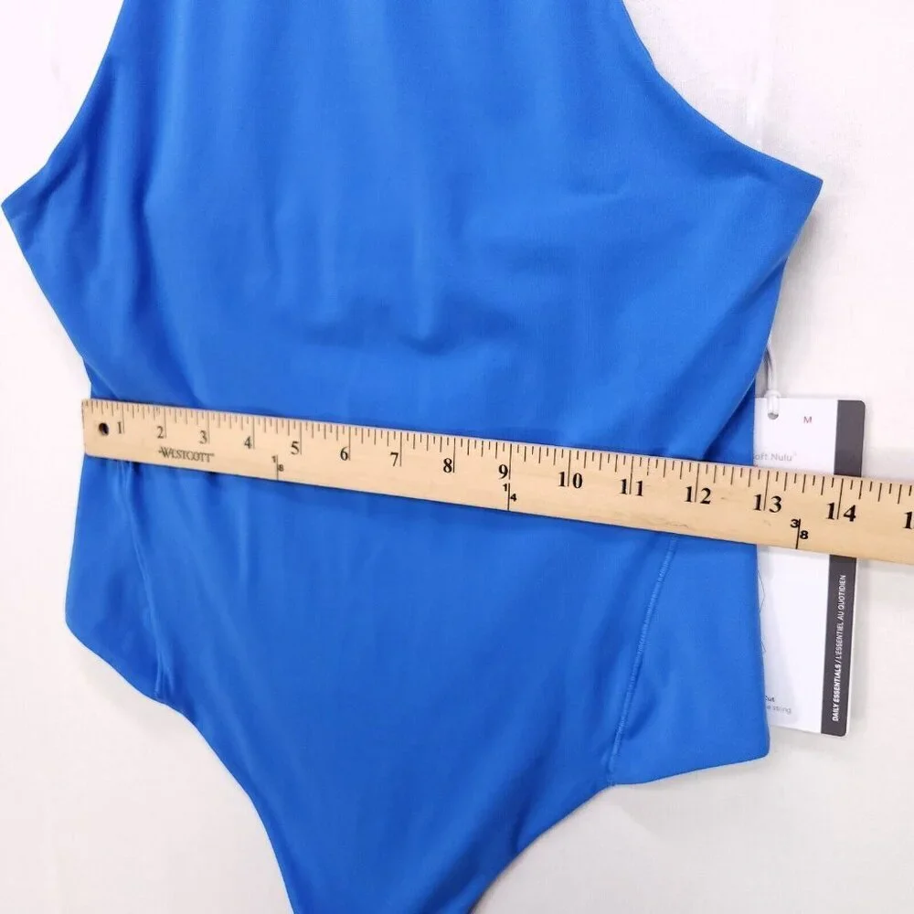 Lululemon Wundermost Ultra Soft Nulu Mock Neck Bodysuit Medium Sleeveless Blue - Picture 7 of 15